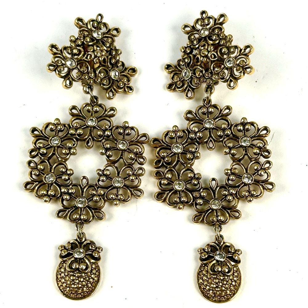 Jose Maria Barrera for Avon Vintage Imperial Elegance Gold Tone Clip Earrings